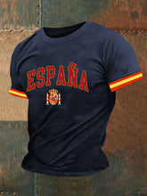 Haut à manches courtes imprimé drapeau de l'Espagne pour hommes